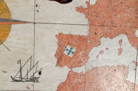 stone map from europe at belem lisboaの写真素材