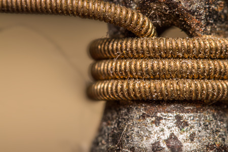 The photo shows the different parts of the old guitar,Guitar string,tuners