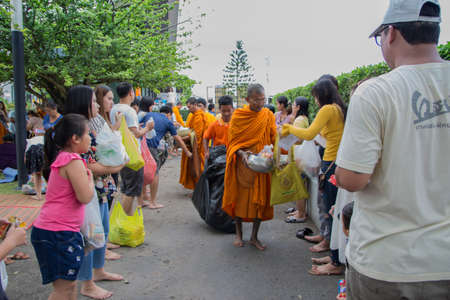 Making merit to the monks of Buddhist people on 18-9-2018 at 9:00 am