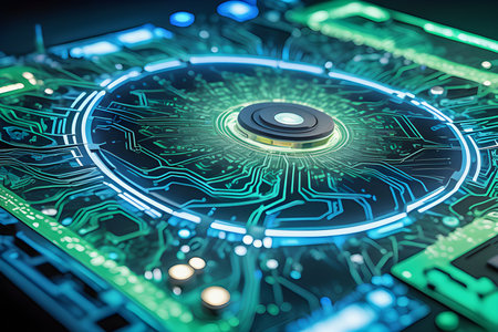 Intricate Central Processing Unit on Circuit Boardの素材