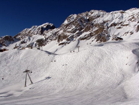 Beautiful panorama of austrian Alps near St  Antonの写真素材