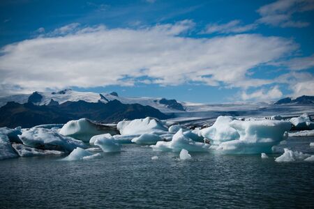 icebergs in jokulsarlon glacier lagoon in Iceland