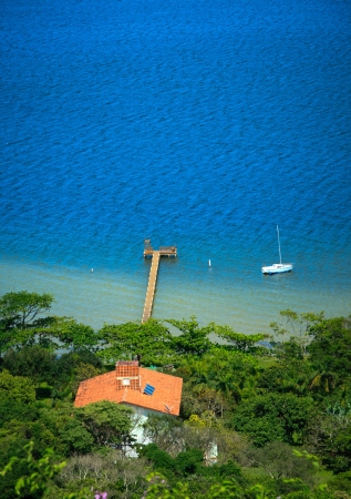 small houses near lagoon , Brazilの写真素材