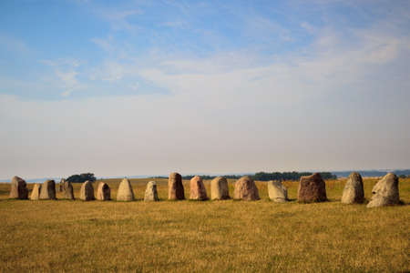 Summer evening at Ales Stenar, Scania, Swedenの写真素材