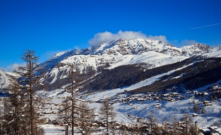 stunning view of skiing resort in Alps. Livigno, Italy