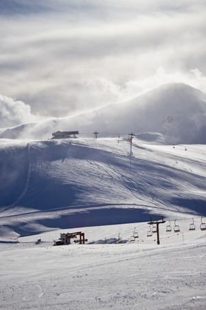 stunning view of skiing resort in Alps. Livigno, Italyの写真素材