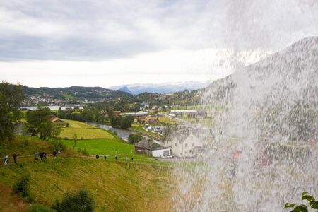 Steinsdalsfossen - one of the gorgeous waterfalls in Norwayの写真素材