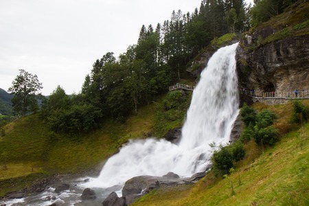 Steinsdalsfossen - one of the gorgeous waterfalls in Norwayの写真素材