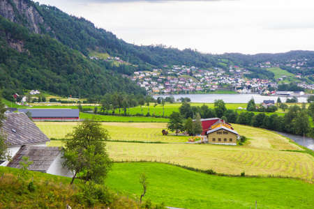 vie from Steinsdalsfossen - one of the gorgeous waterfalls in Norwayの写真素材