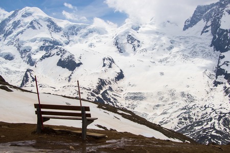 panorama of glacier at gornergrat station, zermatt, switzerlandの写真素材