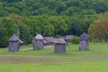 widnmill in in open air museum near Kiev, Ukraineの写真素材