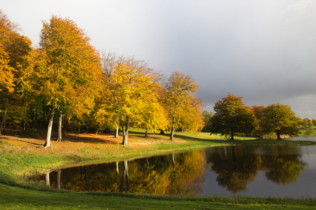 Indian summer time near the lakeの写真素材