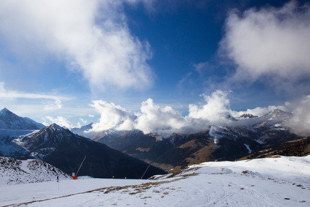 View of Alps at Mayrhofen ski resort, Tyrol, Austriaの写真素材