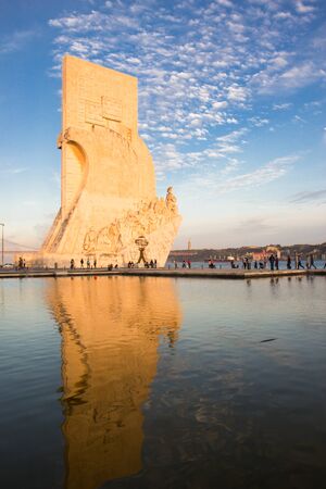 Lisbon, Belem, Portugal May 1, 2014: Padrao dos Descobrimentos - Monument to the Discoveries. The monument was conceived in 1939 by Portuguese architect Jose Angelo Cottinelli Telmoのeditorial素材