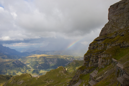 View from Sass Pordoi, Arabba-Marmolada, Val Di Fassa, Dolomites, Italyの写真素材