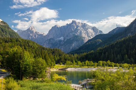 View of Jasna lake in Triglav National park, Sloveniaの写真素材