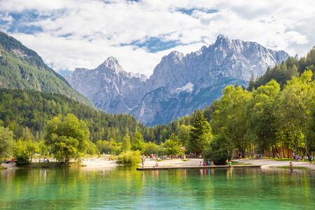 View of Jasna lake in Triglav National park, Sloveniaの写真素材