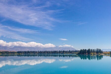 scenic landscape of Lake Ruataniwha, south island, New Zealandの写真素材