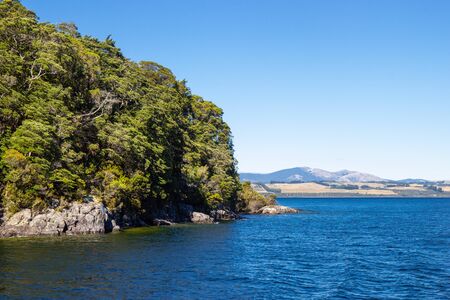 view of Te Anau lake, Fiordland region, New Zealandの写真素材