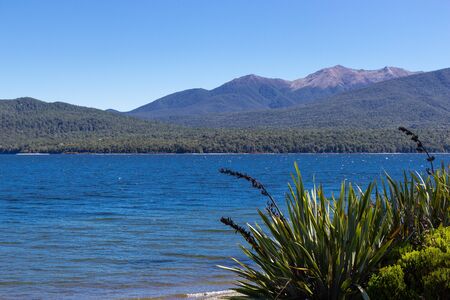 view of Te Anau lake, Fiordland region, New Zealandの写真素材