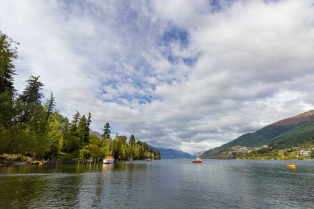 Lakeside of Wakatipu lake in Queenstown, Otago, NZの写真素材