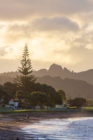 morning at Paihia beach, Bay of Islands, New Zealandの写真素材