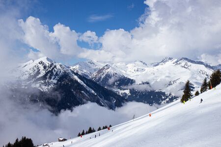 view of Mayrhofen ski resort, Tyrol, Austrian Alpsの写真素材