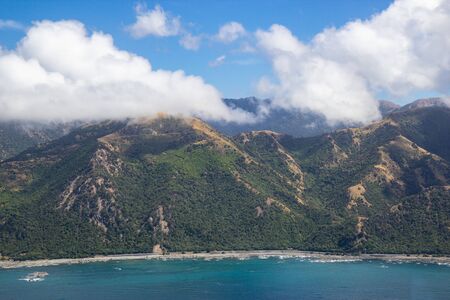 aerial view of Kaikoura bay taken from a plane, New Zealandの写真素材