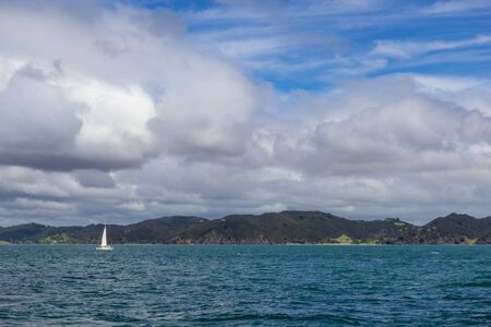 view from boat of Bay of Islands, North island, New Zealandの写真素材