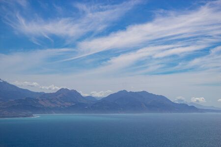 aerial view of Kaikoura bay taken from a plane, New Zealand