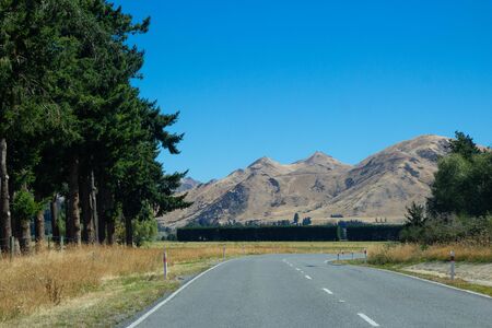 Scenic road in Canterbury area, south island, New Zealandの写真素材