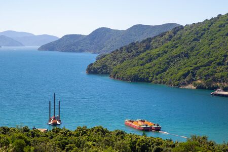 seascape view in Marlborough region of New Zealand, South islandの写真素材