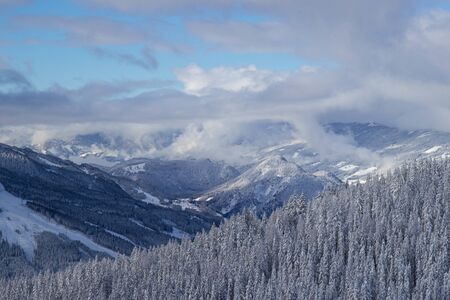 beautiful view of austrian ski resort, Dachstein region of Alpsの写真素材