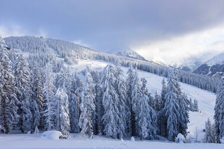 beautiful view of austrian ski resort, Dachstein region of Alpsの写真素材