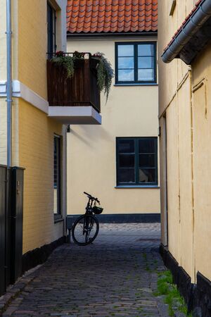 old yellow houses of old fisherman town Dragor, Denmark