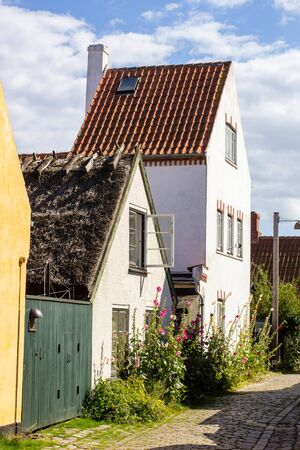 old yellow houses of old fisherman town Dragor, Denmarkの写真素材