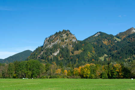 Beautiful fields and meadows of Bavarian Alps, Germanyの写真素材