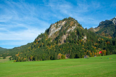 Beautiful fields and meadows of Bavarian Alps, Germanyの写真素材