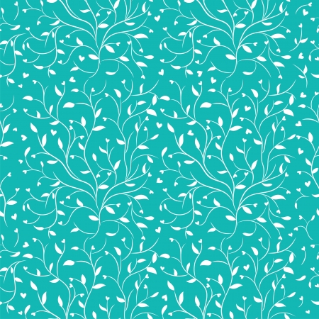 Seamless texture with heart and and leaf on blueのイラスト素材