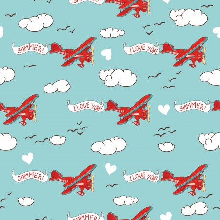 Airplane seamless patternのイラスト素材