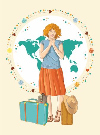 Young traveler girlのイラスト素材