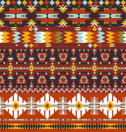Seamless colorful abstract geometric aztec pattern with arrowのイラスト素材