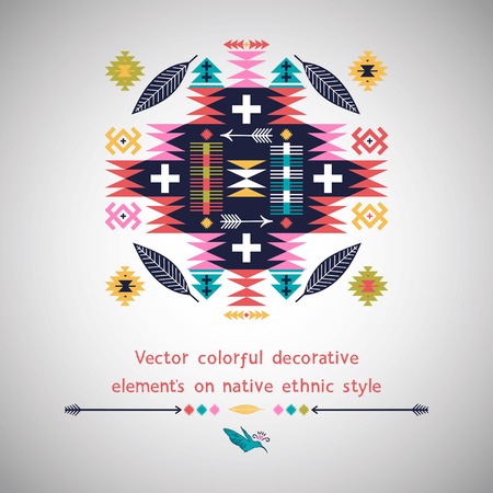 Decorative  element in native american style on white backgroundのイラスト素材