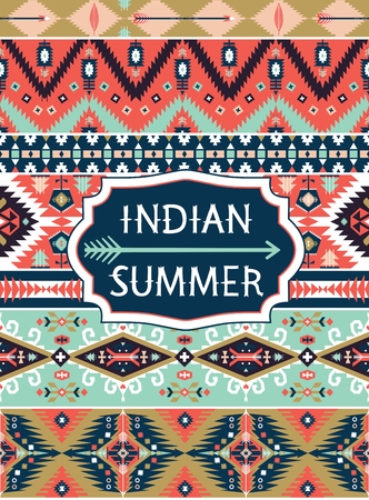 Bright decorative geometric pattern in tribal  styleのイラスト素材