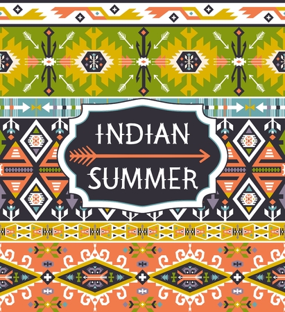 Seamless bright pattern with geometric elements in navajo styleのイラスト素材