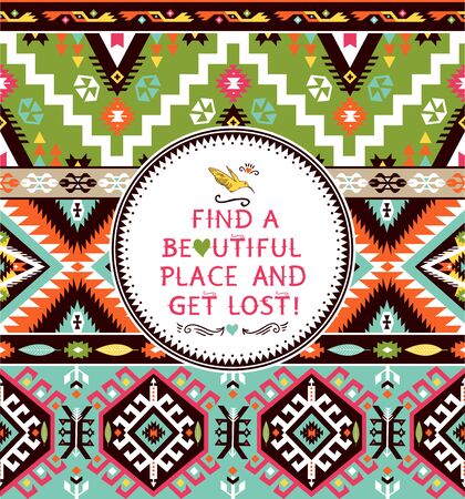 Vector  colorful seamless colorful tribal patternのイラスト素材