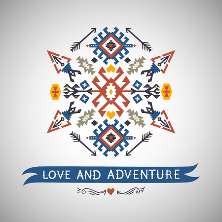 Vector colorful decorative element on native ethnic styleのイラスト素材