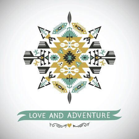 Vector colorful decorative element on native ethnic styleのイラスト素材