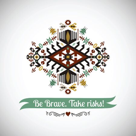 Vector colorful decorative element on native ethnic styleのイラスト素材