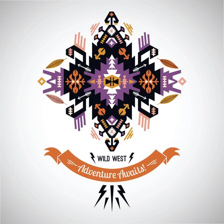 bright decorative element on native ethnic styleのイラスト素材
